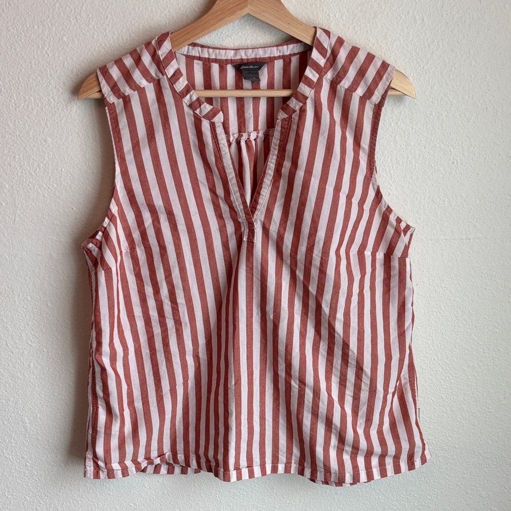 EDDIE BAUER Shirt Sleeveless Tank Striped Capsule Large L